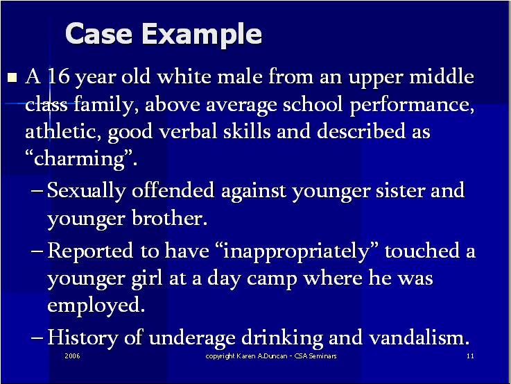 Case Example 3 Juvenile Sex Offenders CEUs